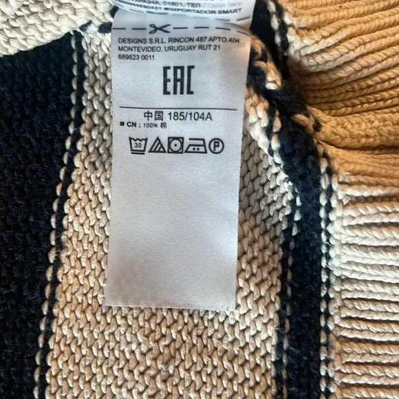 Gap Men’s Large Light Tan and Navy Crewneck Sweater - Picture 7 of 10